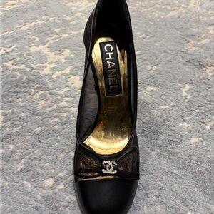Chanel Mesh & Leather Black Women's pumps